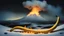 Placeholder: tubular bells, bells, percussion, bananas, flames, snow, night darkness, distant volcano, award-winning colour photograph, beautiful composition, chiaroscuro, style salvador dali