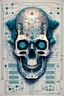 Placeholder: FLAT VECTOR LAYERED IMAGE OF CYBERNETIC SKULL PARTS IN A SCHEMATIC