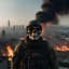 Placeholder: 32k, RAW photo, highest quality, 8k hdr, bluray screengrab, 2010s, film still 8k uhd, american soldier, ((skull face)), standing on roof, overlooking burning modern city, ((hyper fire)), highly detailed, sharp focus, cinematic look, hyperdetailed, extremely detailed, Timeless art work, Masterpiece, Genius, Worldclass, Extra ordinary, Aesthetic, Beautiful, ((Stunning evilcore)), cinematic lighting, studio quality,