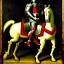 Placeholder: retrato de un caballero medieval con armadura montando un Pegaso con estilo de Diego Velázquez