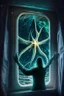 Placeholder: cthulu cutting window off patient , with background angel star field seen in the window of a boat, 4 k, trending art, depth of field