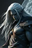 Placeholder: Male elf, muscular warrior, dark grey skin, long white hair. Sci-fi Fantasy. Photorealistic