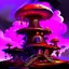 Placeholder: A fantabulous black, purple and red (((mushroom tower house))) erected atop a (geologic pillar), surrounded by the uncanny imaginative ((( swirling skies))), offset by the stark hues of a (neon-tinged nebulous space scape), within. captured by the hand a skilled master painter with a focus on (softly blurred compositions and voluminous lighting).