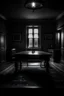 Placeholder: PORTARIT OF A DARK HOME AND VIEW OF A ROOM WITH THE TABLE IN THE CENTER OF THE ROOM.