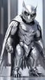 Placeholder: Owlman linear image full body, silver and white color