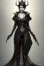 Placeholder: Lene Nystrøm as evil queen in black leather, busty, cleavage, voluptuous, angry, stern look. character design by cory loftis, fenghua zhong, ryohei hase, ismail inceoglu and ruan jia. unreal engine 5, artistic lighting, highly detailed, photorealistic, fantasy