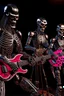 Placeholder: 4K realistic hard rock band of 5 terminators playing live.