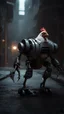 Placeholder: chicken monster robot with eerie lighting and a haunting atmosphere , photo / ultra realistic cinematic