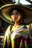 Placeholder: Digital art, high quality, digital masterpiece, natural illumination, spotlight, realistic, film style, beautiful, (full body:3), (1 beautiful Mexican young girl walking, wearing a Sombrero and a Mexican Poncho:3), (cute femenine face:1.8), (sexy eyes:1), tan skin, (Sombrero, Mexican Poncho:3), (black hair:1.8), (Mexican desert:2)