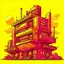 Placeholder: scifi Building cartoon, yellow, pink and orange