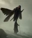 Placeholder: shaman, male native american, long black hair, black hooded coat like wings, 8k resolution concept art portrait by Greg Rutkowski