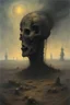 Placeholder: zdzislaw beksinski dystopian Decrepit landscape, rotting land, war, decaying fields, misery, a dying world war famine drugs bottom feeding humanoids post apocalyptic violent