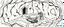 Placeholder: hand drawn map of 4x4 meter room, with an ogre and an orc captain, and a chest under a table, the room is rough and cavelike, we also see winding paths around the room