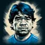 Placeholder: Create a poignant and iconic illustration of Diego Maradona on a white background, perfect for a t-shirt design. Portray Maradona as the unforgettable soccer hero, emphasizing his distinctive qualities such as charisma and passion. Use subtle shades to highlight his facial expressions, both on and off the field. Focus on details like his iconic smile and characteristic facial features that made him a football legend. Maintain a balance between strength and subtlety, creating an illustration th