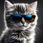 Placeholder: incredibly cute beautiful little grey fluffy kitten with sunglasses , natural vivid colors, dynamic light and shadow, very detailed scene with intricate details, realistic, natural colors ,perfect composition, insanely detailed 32k artistic photography, photorealistic concept art, soft natural volumetric light