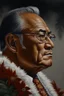 Placeholder: Side profile Painting portrait of samoan king with glasses