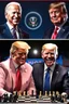 Placeholder: A hyper-realistic , Joe Biden and Trump in a game of chess,Trump smiling ,Biden angry, 64K, hyperrealistic, vivid colors, (glow effects:1.2) , 4K ultra detail, , real photo