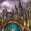 Placeholder: A magical gothic canal city of wizards, witches and warlocks with a castle Nick Harris style