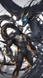 Placeholder: Rainhard suit mix with venom symbiote in solo leveling shadow artstyle, rainhard armor, demon lord them, intricate details, highly detailed, high details