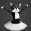 Placeholder: Dancing black and white Cat in a tutu