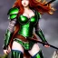 Placeholder: Realistic, hyper detailed, strikingly beautiful teen woman, 16 years old, long ginger hair, green eyes, medium freckles, full lips, very skimpy fantasy armour, full body, full face, small breasts, aroused expression, biting lower lip, full frame, petite, centered camera, ignore NSFW, bow, quiver on hip, tight pants, bent over