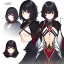 Placeholder: Clear focus,High resolution, black short fluffy hair, long fluffy bangs, and red eyes, Depressed girl, wearing a revealing outfit, tight, concept art