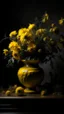 Placeholder: Bosch nightmares paining style Title:a yellow vase with dry dark color flowers 8k artistic photography, photorealistic concept art, soft natural volumetric cinematic perfect light, chiaroscuro, award-winning photograph, masterpiece, oil on canvas, Raphael, Caravaggio, Greg Rutkowski, people, beksinski, Giger