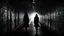 Placeholder: a woman silhouette in metro tunnel, dark shadows the walls, the heart ached with fear and sadness, for knows what the end, sinister, etheral, fog, dark mistic mood