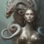 Placeholder: sango fantasy, fantasy magic, intricate, sharp focus, illustration, highly detailed, digital painting, concept art, matte, artgerm and paul lewin and kehinde wiley, masterpiece silver dragon head bronze African nice breast Afo woman turquoise waves