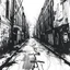 Placeholder: dirty back streets ghettoblaster abstract particles waves length sonic capacity black and white cube