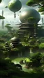 Placeholder: sci fi planet, Japanese garden, busy city