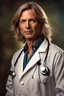 Placeholder: Portrait of a 40 year old norwegian doctor with shoulder length hair, photorealistic, fantasy