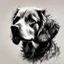 Placeholder: mixpnk style, scribbly scribbles pen and ink small line pencil sketch of head of a dog, intricate details and precisely drawn in style of jeremy mann