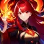 Placeholder: 8k, Girl, high quality, detailed, red hair, red eyes, beautiful lighting, fire magic