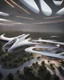 Placeholder: Zaha Hadid style international airport, aerial view, unreal engine 5, concept art, art station, ray tracing, RTX, ultra detail, volumetric lighting, 3d