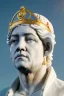 Placeholder: Ultra Realistic image, classic sculpture, white marble material, Maradona, gold divine crown, gold veins, gold ornaments, sun rays background, waist up portrait, epic, celestial, cinematic lighting, God lights, 4k resolution, smooth details, soft lighting, unreal engine 5, art station, substance 3d.