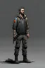 Placeholder: man, , full body, looking serious, comic book, post-apocalypse, grey background