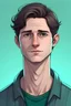 Placeholder: Create a young and handsome man who is over 20 years old, but no older than 25. He has dark brown hair and his eyes are blue-green in a cold shade