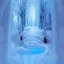 Placeholder: ethereal winter flowers, carved ice door at the end of ice steps, magical atmosphere, Beardsley, Unreal render, cinematic blue --aspect 9:16 --s 2500