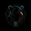 Placeholder: A cyborg bear logo design, black background