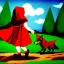 Placeholder: little red riding hood chases the wolf