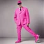 Placeholder: Et voila: John Cleese with massive muscles in a pink battlesuit pink gloves and pink high heel boots. The Ministry of Silly Walks.