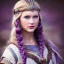 Placeholder: beautiful viking queen with purple armor, delicate blue braided hair, white flowing dress, highly detailed, 8k, ambient light, taylor swift