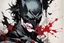 Placeholder: poster in two gradually, a one side half face Batman dark tones and other side half face Joker darkred tones, painting by Yoji Shinkawa,