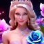 Placeholder: Princess, woman blondie, smile, beautiful place,amazing, flowers, colors, blue and pink butterfly, , realistic, photo real, stars night, detailed, high contrast, 8k high definition, unreal engine 5, extremely sharp detail, light effect, light background