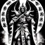 Placeholder: Devil demon satan king knights war code prophecy black and white