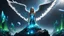 Placeholder: angels with a beautiful face with a wings siting on the monolith made of blue tiberium crystals of lights, matrix universe, planets on the back grounds, green crystals of tiberium on the life and right