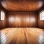 Placeholder: Central Symmetrical View Of A Colorful Wooden Floor & Wooden Wall Empty Room.