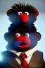 Placeholder: Waist up muppet Portrait, Kim Jong-un as muppet doll, black suit, photo studio, red background, unreal engine 5, concept art, art station, god lights, ray tracing, RTX, lumen lighting, ultra detail, volumetric lighting, 3d.