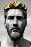 Placeholder: Ultra Realistic image, classical renaissance sculpture, white marble and gold material, Lionel Messi, emperor style, gold Laurel leaves crown, chisel style, waist up portrait, epic, celestial, cinematic lighting, God light, god rays, 4k resolution, smooth details, ornate details, soft lighting, unreal engine 5, sky background.